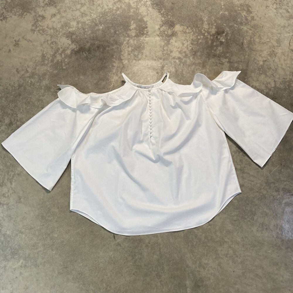 Rachel Zoe Blouse Womens 8 Lenora Cut Out Shoulder White Casual Top